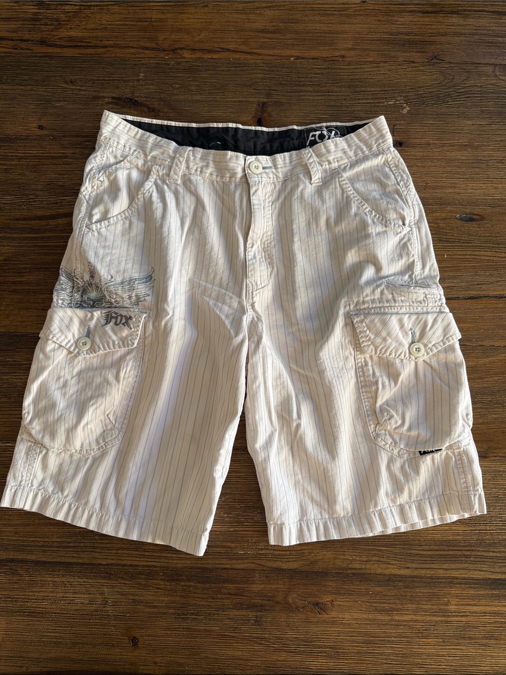 Fox Men’s Cream Pinstripe Cargo Shorts